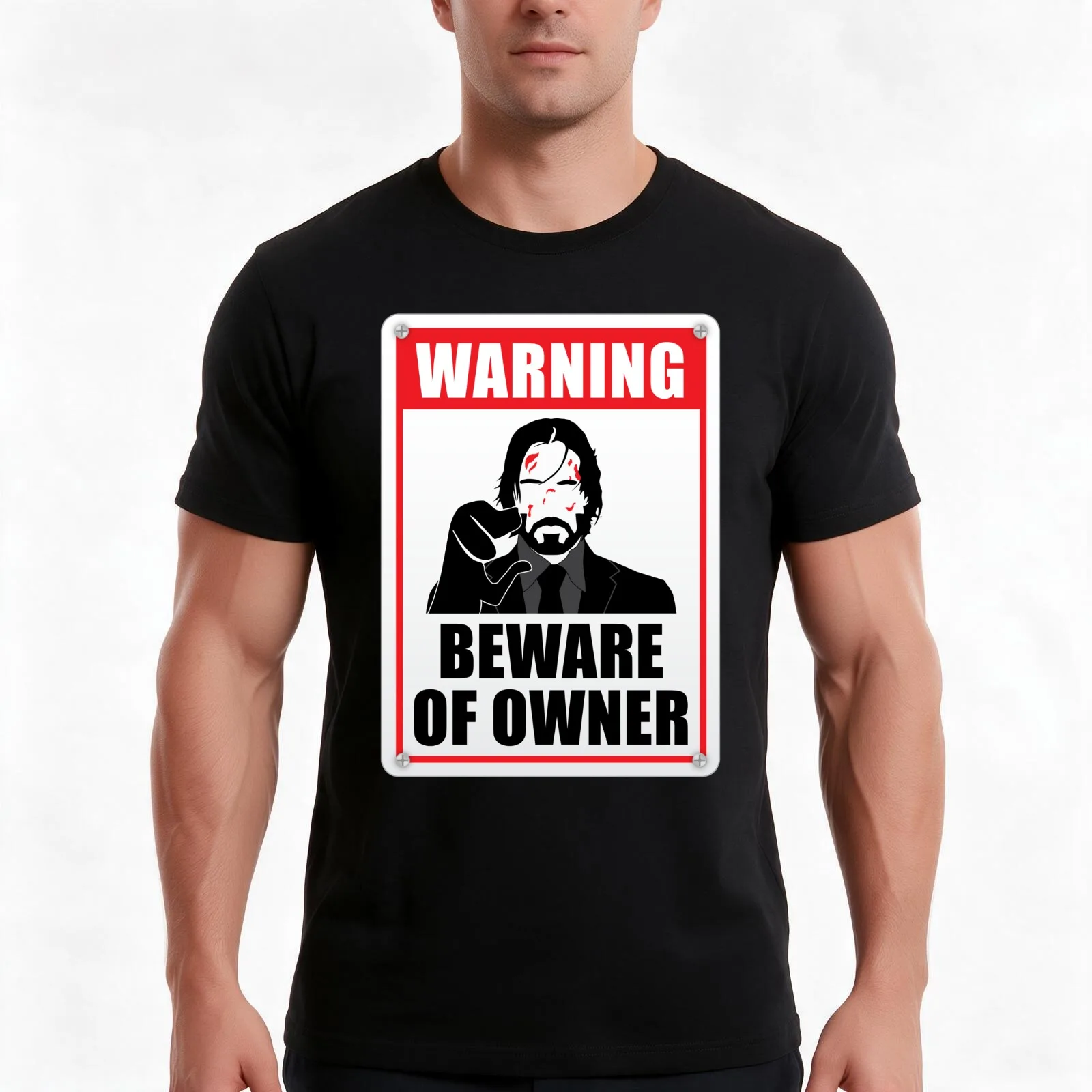 WARNING BEWARE OF OWNER T-Shirt, Summer Casual Cotton Tee, Oversized Streetwear Tops, Vintage Graphic Print, Unisex Men Women
