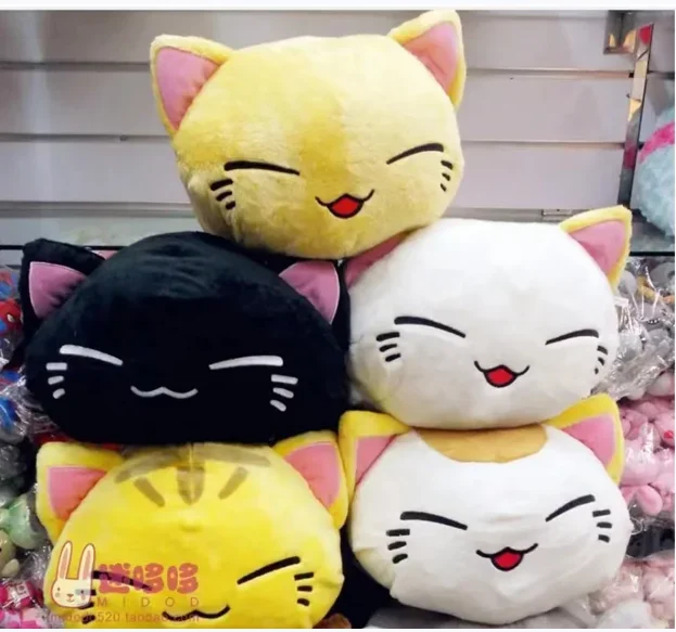 Almofada macia do gato do luxuoso da simulação para crianças, almofadas bonitos, decoração do sofá, brinquedos dos desenhos animados, presente de aniversário