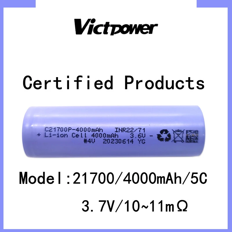 Wholesale Original 3.6V 3.7V 4000mAh 20A 5C Rechargeable Semi-solid State NCM 21700 Cylindrical Li-Ion Battery Cell Grade-A