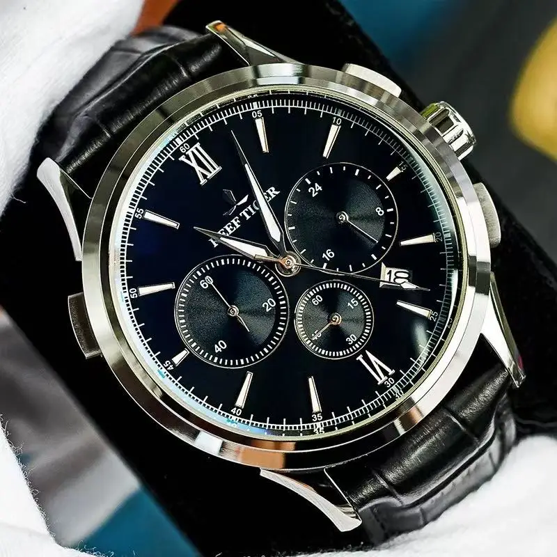 ساعات ميكانيكية أوتوماتيكية بالكامل للرجال من ماركة ريف تايجر، ساعات رجال الأعمال، وات رياضي رجالي مخصص وعصري