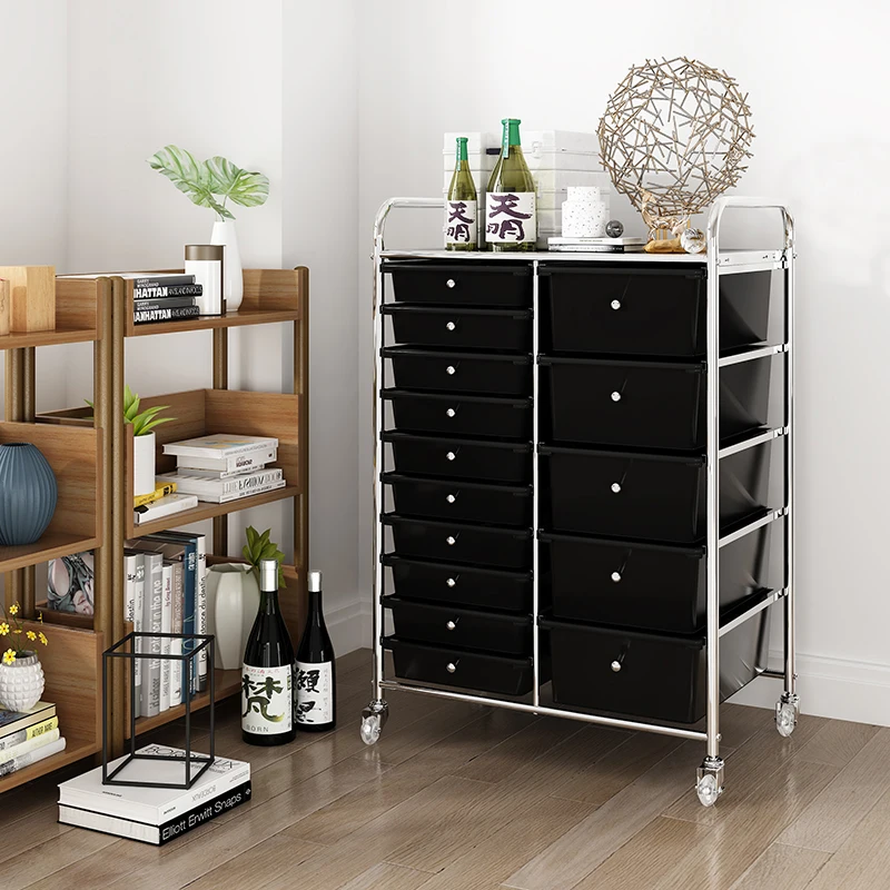 Szafka na kółkach do domu, szafka na mobil, szuflada, szafka do przechowywania, szafka do przechowywania w sypialni, plastikowa szafka, czarna