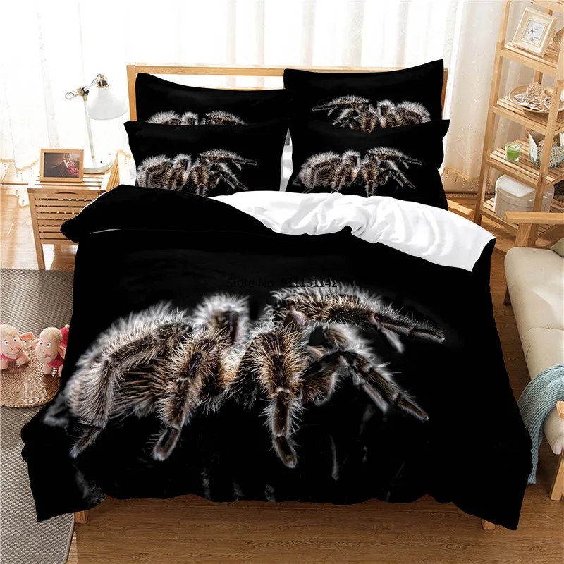 Modern Big Spider Digital Print Bedding Set 3D Creative Bedroom Decoration Bedding Down Quilt Cover Pillowcase