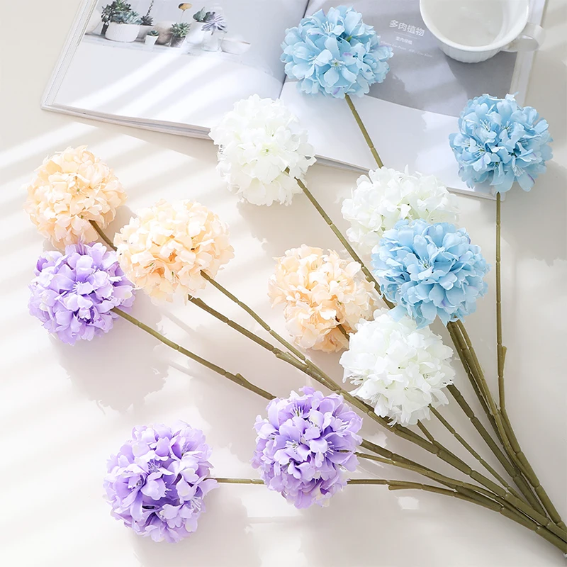

1Pcs 82cm 3Heads Silk Artificial Hydrangea Flower Head Bridal Flower Bouquet for Home Room Wedding Decoration Flower Arrangement