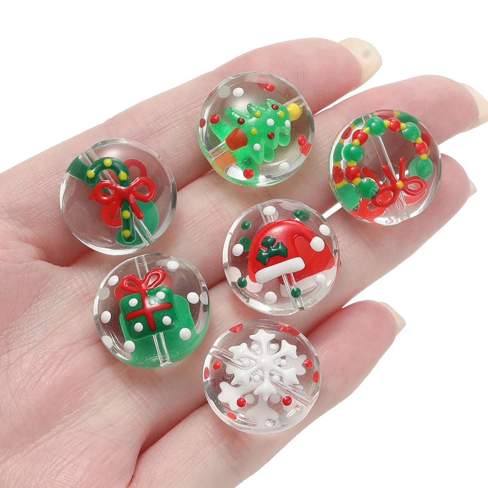 

1 шт./лот стеклянные бусины рождественские элементы круглые свободные бусины-разделители для самостоятельного изготовления ювелирных изделий кулон ожерелье браслеты аксессуары