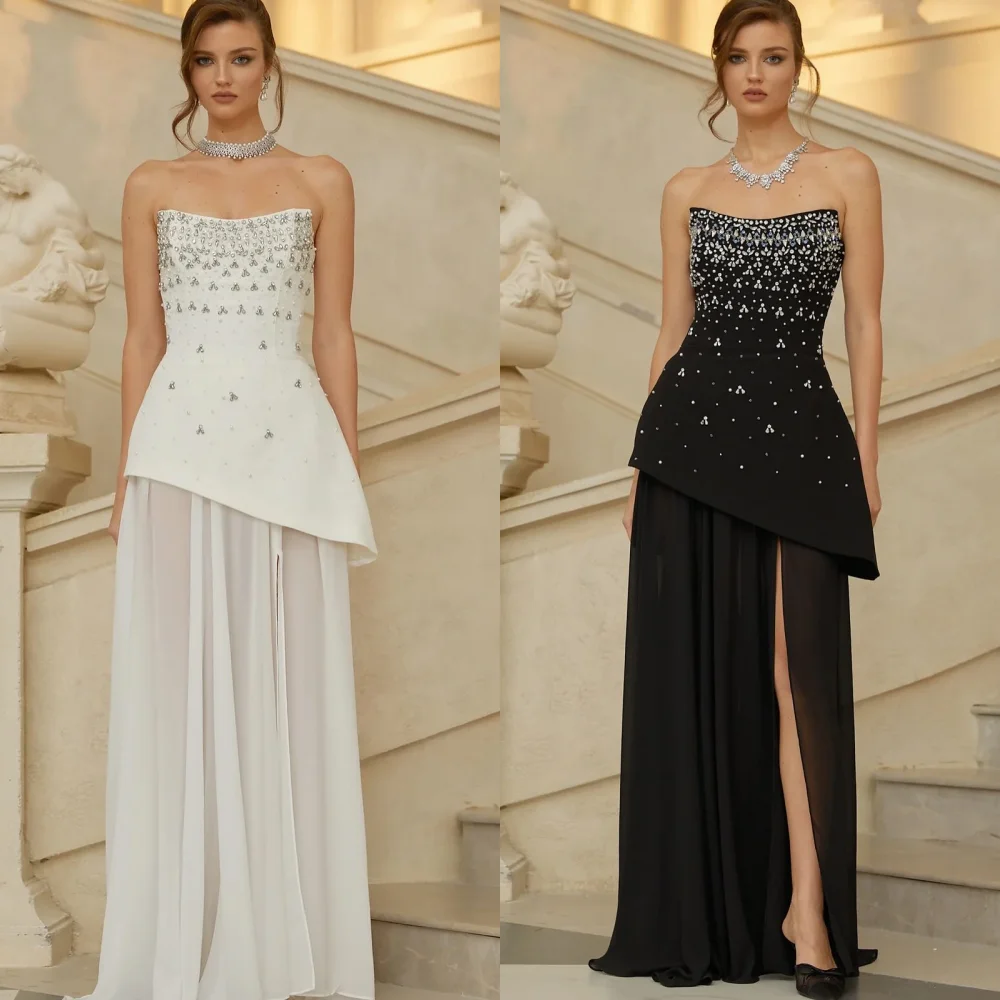 

Изысканные длинные платья трапециевидной формы без бретелек со складками из джерси по индивидуальному заказу, простые классические вечерние платья на заказ