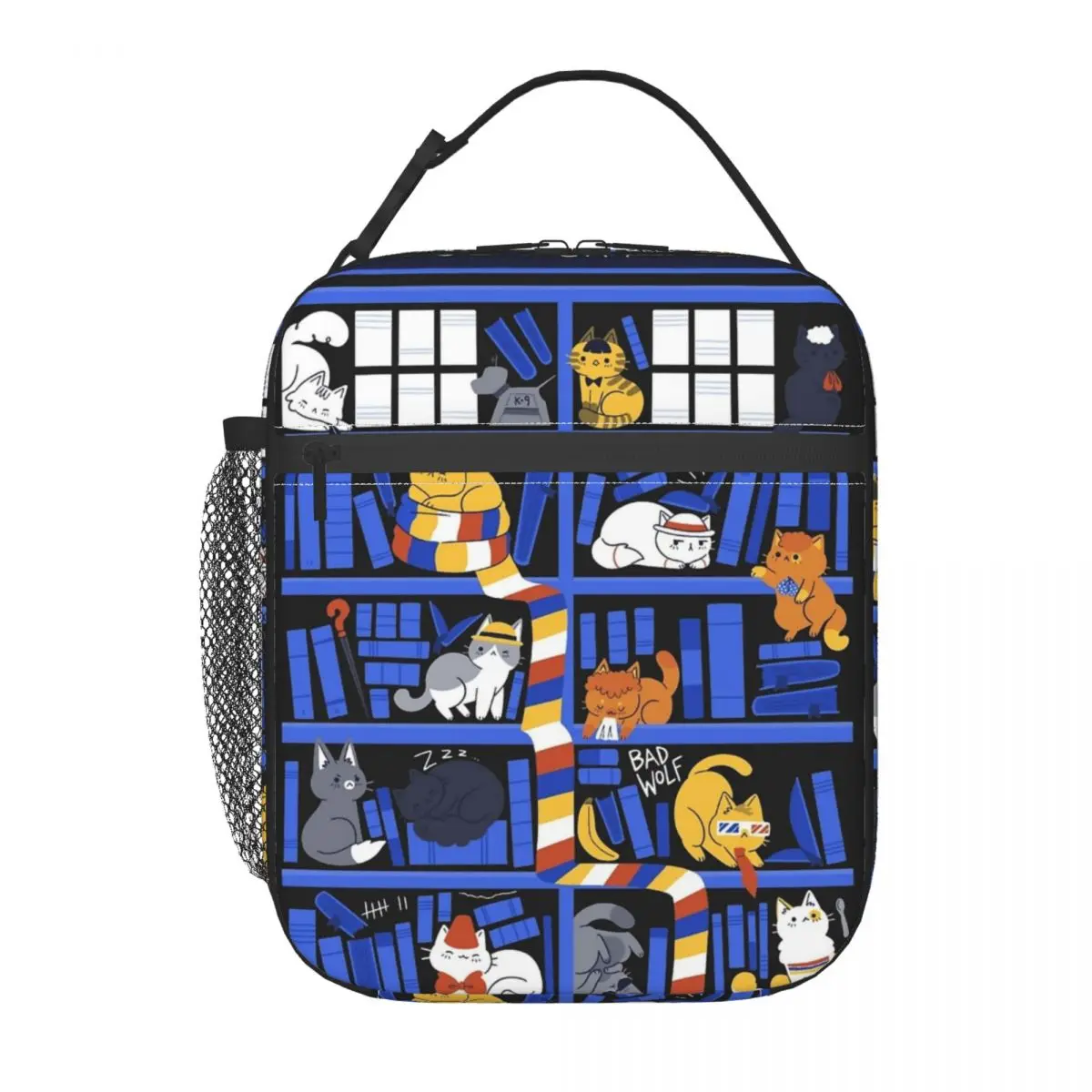 Library Pirnt Lunch Bag Book Lovers Retro Lunch Box For Men School Portable Insulated Cooler Bag Print Thermal Lunch Bags