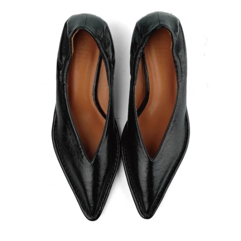 2025年新作 ポインテッドトゥ シングルシューズ レディース 夏新作 浅履き スリッポン スカートに合う スティレットヒール シューズ