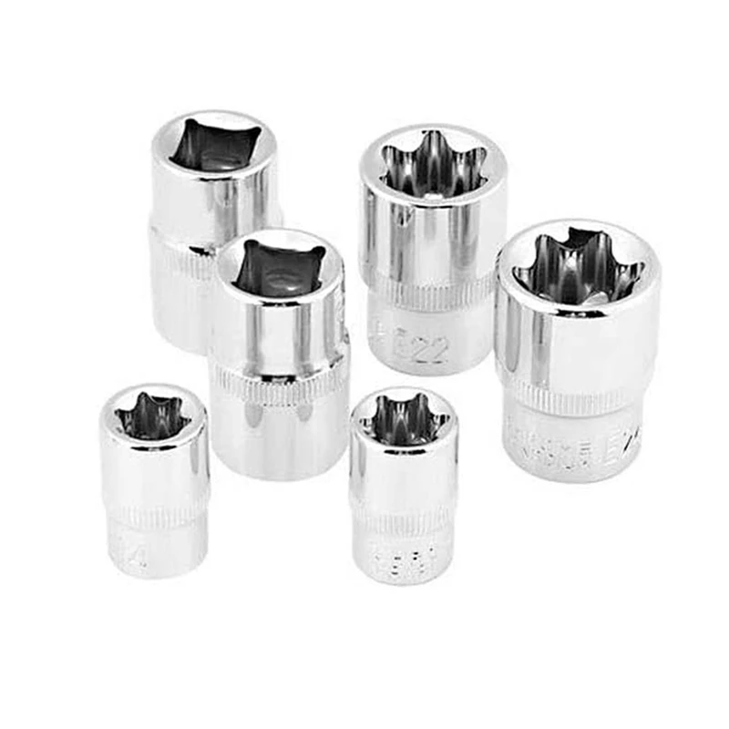 Feminino E-Socket Set, Torx Star Bit Torque, Tamper Proof, E4-E24, 1/4 ", 3/8", 1/2 "Drive, 14pcs