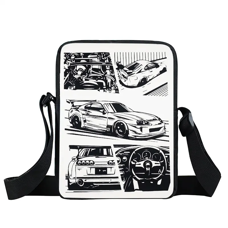 Japan JDM Rennwagen Umhängetaschen Männer Leinwand Umhängetasche für Reise männliche Handtasche Telefon Geldbörse Halter Harajuku Umhängetasche