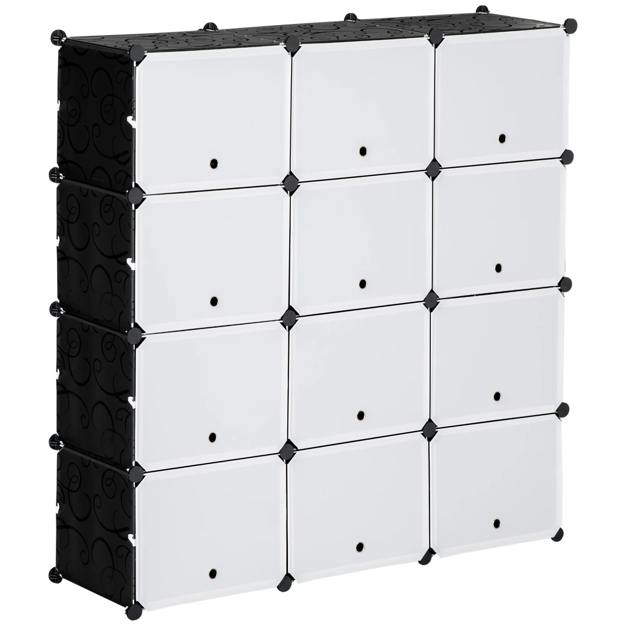 HOMCOM Armario Modular Plástico con 12 Cubos Organizador de Zapatos 125x32x125cm