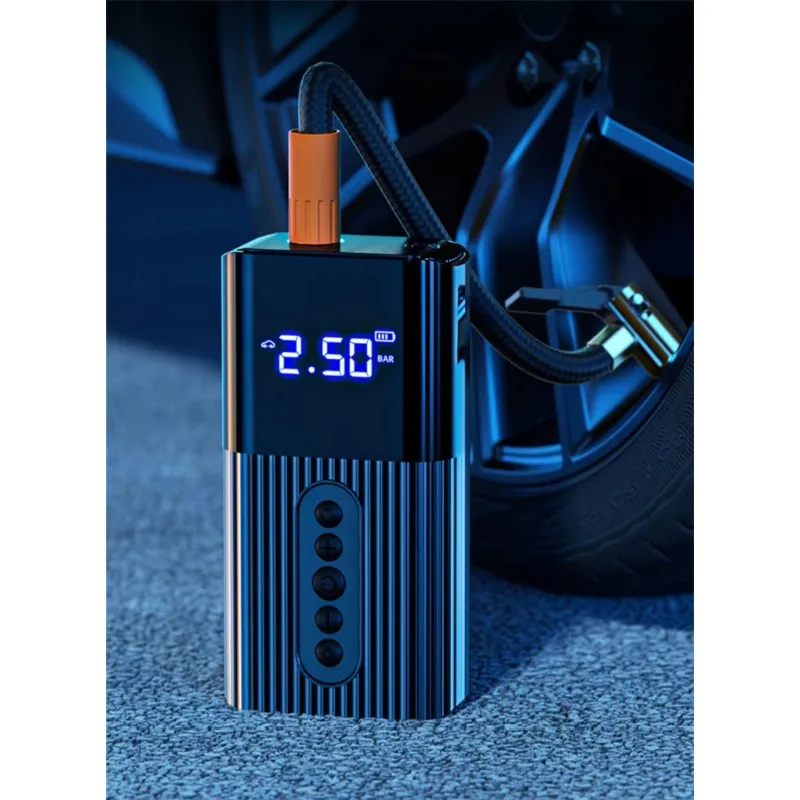6000mAh Portable Tire Compressor, Rechargeable Wireless Inflator Fast Tyre Filling For Road Emergency