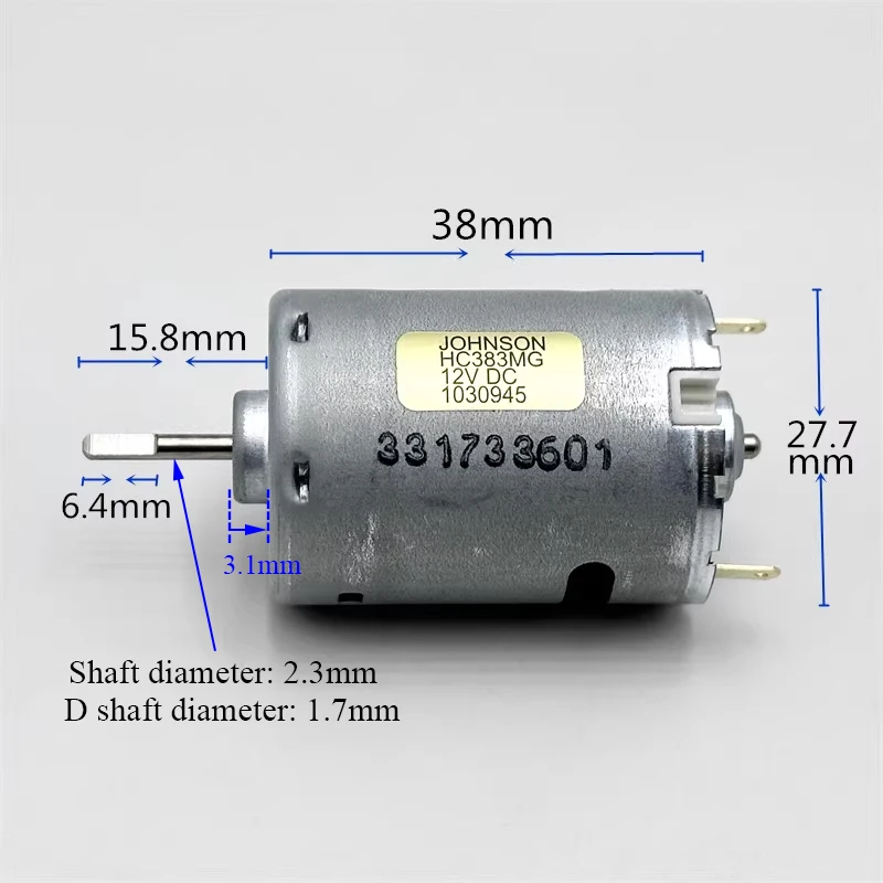 JOHNSON HC383MG Mini RS-380 Motor DC 6V-12V 12400RPM High Speed Strong Magnetic Carbon Brush Motor DIY Hobby Toy Model Car Boat