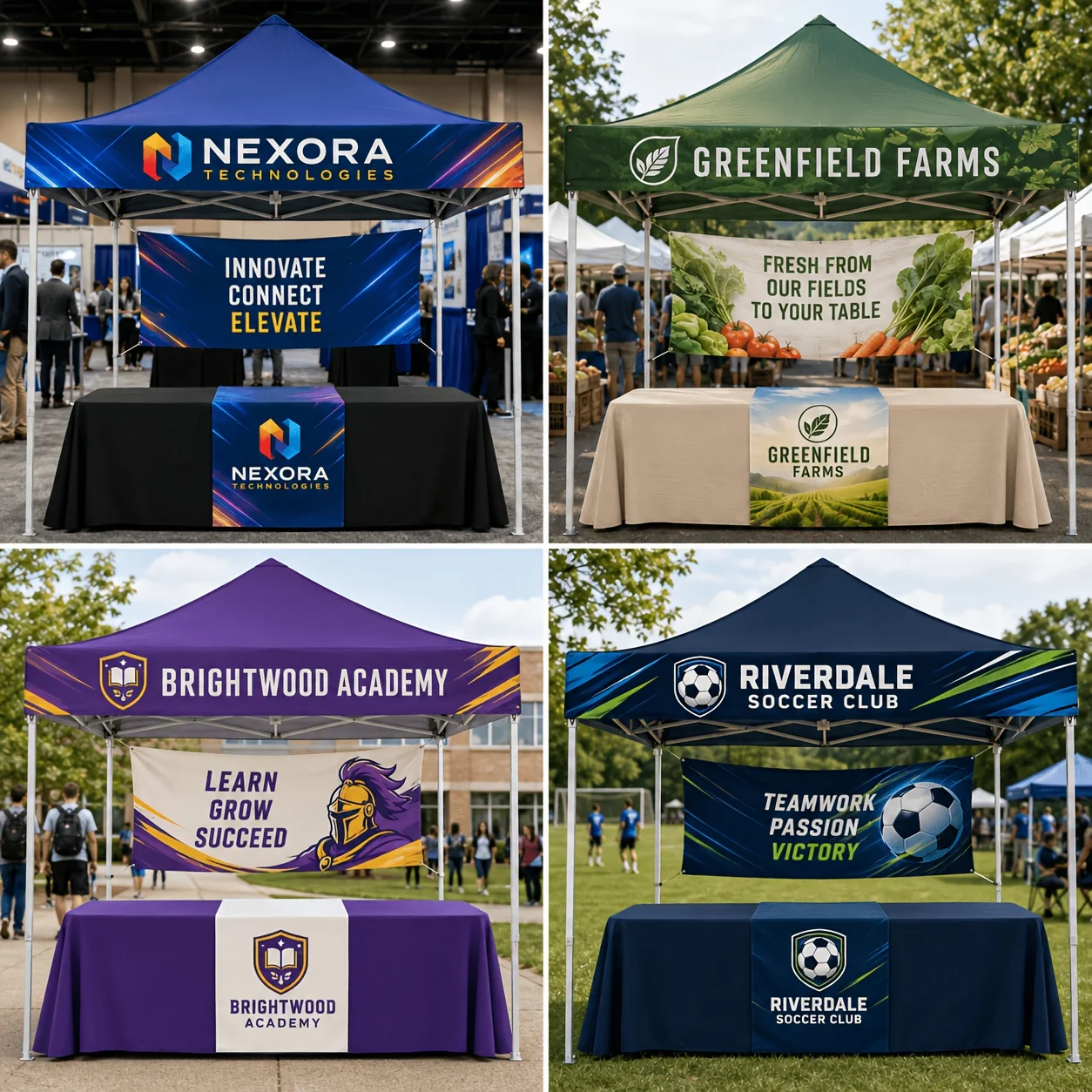 2D FLAT 1pc Custom Logo Tent Banner, Custom Vendor Booth Sign for Business Branding, Craft Show, Market Display and Expo Setup.