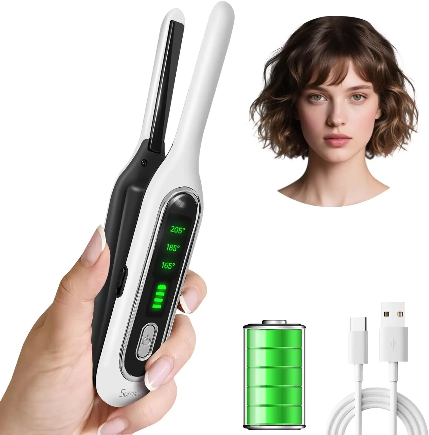 

Беспроводной мини-выпрямитель для коротких волос и челки, портативный дорожный утюжок с двойным напряжением