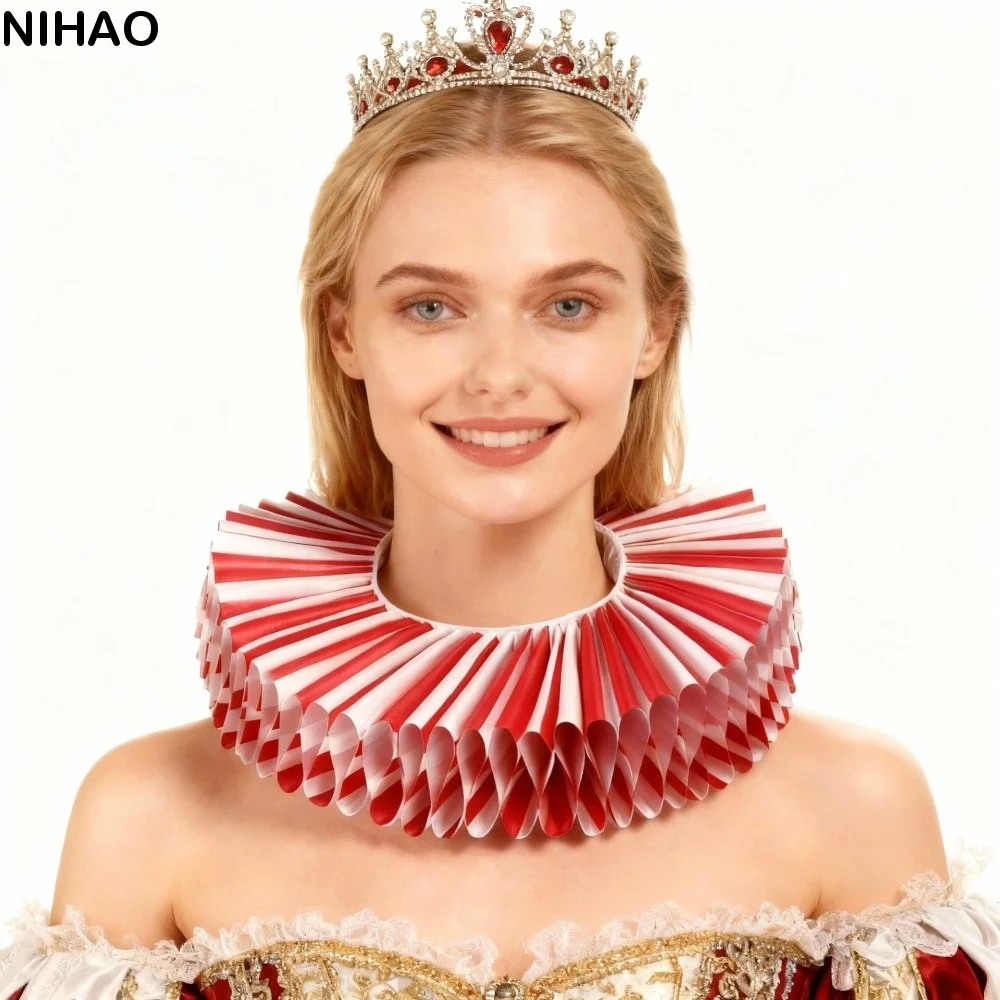 Detachable Circus Clowns Ruff Collar Vintage Retro Neck Ruffled Collar Cosplay Victorian Costume Renaissance False Collar