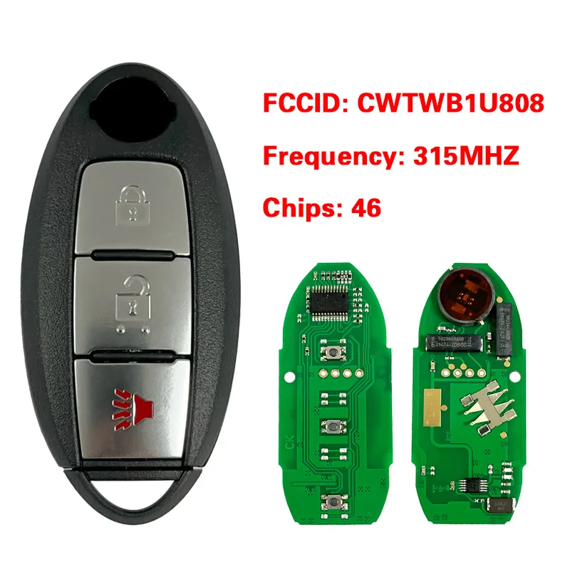 CN027087 Aftermarket 3 Button Smart Key Remote Fob 46 Chip 315MHz CW 08 For N-issan Cube Juke Quest Leaf Versa Note 2011-2017