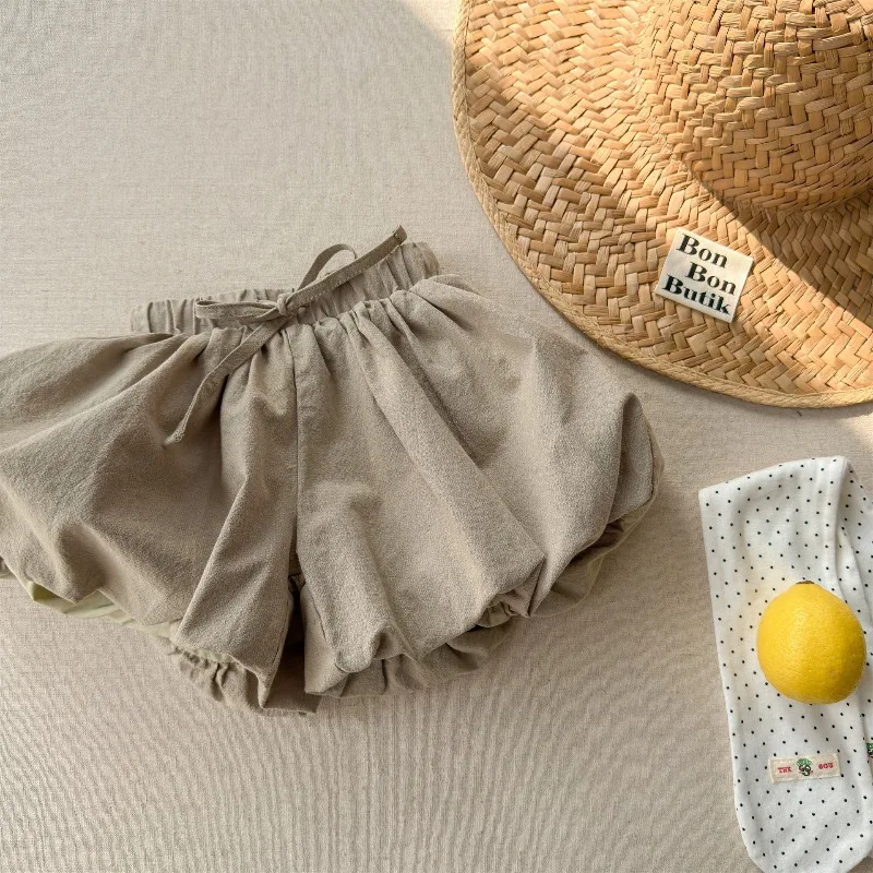 Neue Sommer-Shorts für Mädchen im koreanischen Stil, einfarbig, für Kleinkinder, schicke Kürbis-Shorts, stilvolle, lässige Urlaubs-Outdoor-Shorts – Detail 7