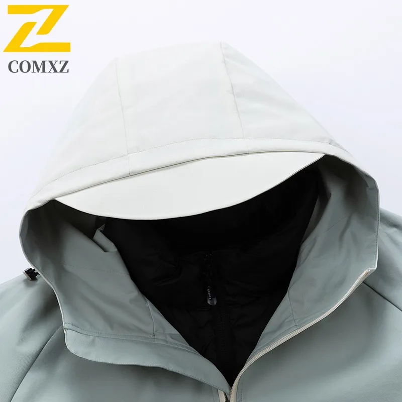 2025 New Arrival Men's Winter Hooded Jacket Color Block Trendy Thick Warm Parka Casual Ski Windproof Down Cotton Padded Coat