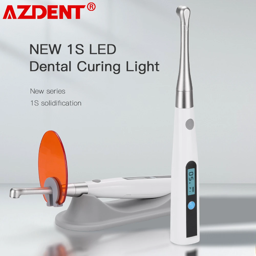 AZDENT Dental Curing Light Lamp LED Cordless Metal Head 1S Cure 3 Modes 800-1400mw/cm² Recumbent Design Dentistry Equipment