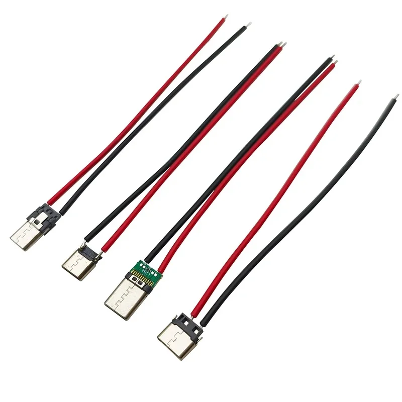 2/5/10Pcs 10cm Micro USB Type C 2 Pin Male Female Welding Wire Connector USB-C Charging Socket For Mobile Phone Charging Port
