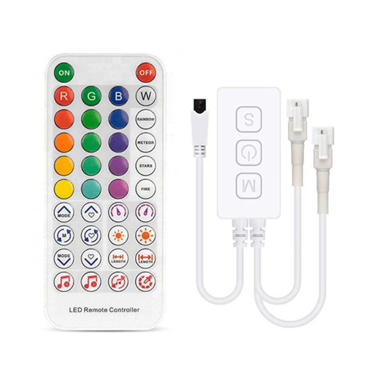 Imagem -02 - Música Bluetooth Led Strip Controlador Sp611e Ir38 Teclas Remoto App Usb dc para Ws2812b Ws2811 Endereçável Iluminação Led Dc5v24v