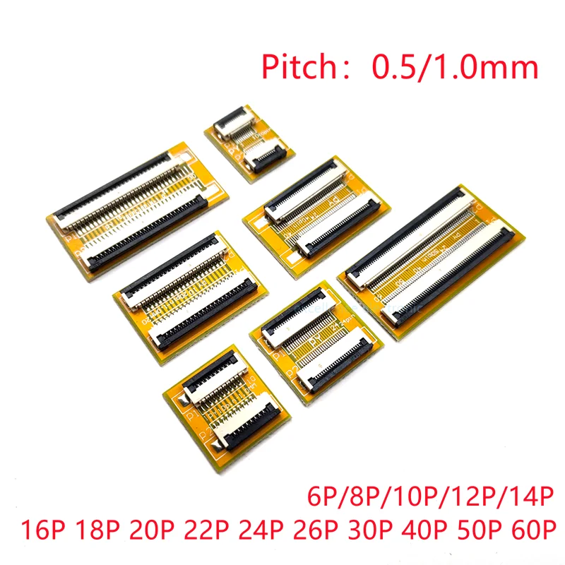 2PCS FFC FPC 0.5mm 1.0mm Elastyczny płaski kabel Przedłużacz Płytka adaptera 4P 5P 6P 8P 10P 12P 16P 20P 24P 30P 40P 50P