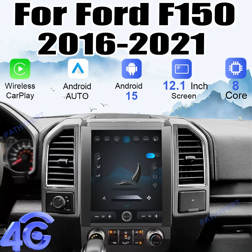 

Android 15 12.1" Vertical Screen For Ford F150 2016-2021 Car Multimedia Player Radio 2 Din Wireless Carplay Head Unit GPS DSP