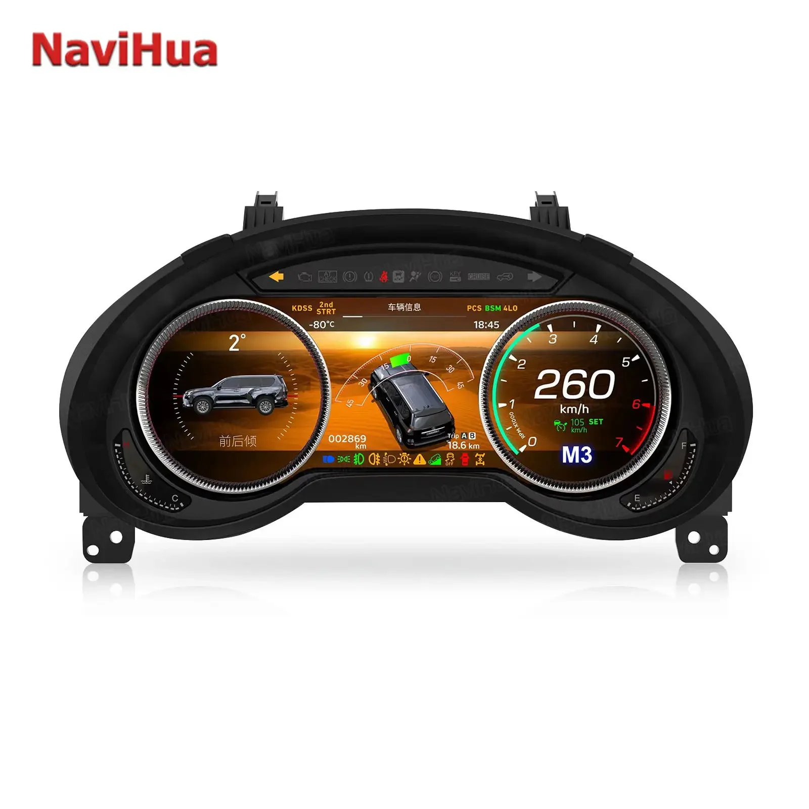 

Navihua New Arrival 12.3'' LCD Dashboard Car Digital Custer Linux System Auto Speedometer Car Cockpit for Lexus GX460 2009-2020