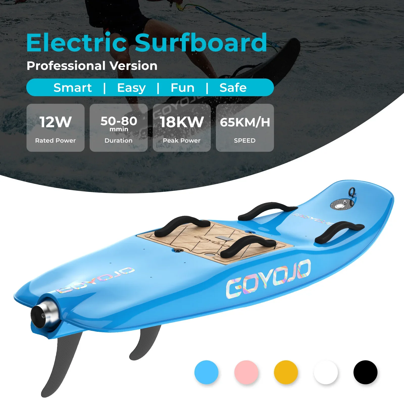 GOYOJO Newly Upgraded Electric Surfboard Seaside Outdoor Sports Water Surf 12KW 50-80min