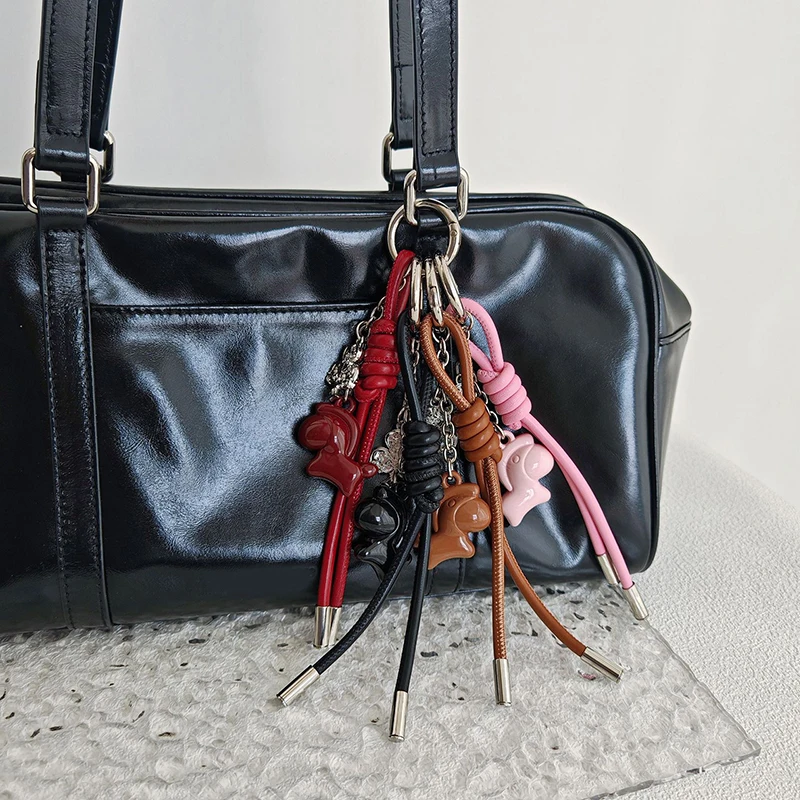 ใหม่เนื้อเรียบง่าย Deerskin เชือกทอกระเป๋าจี้พวงกุญแจจี้กระเป๋า Charms กระเป๋าตกแต่ง