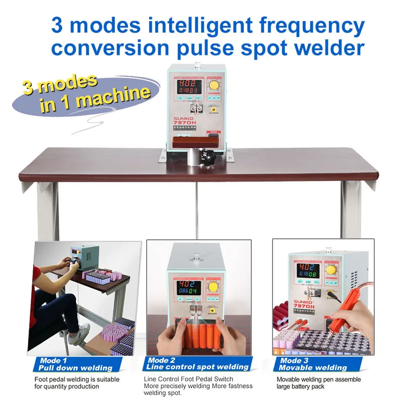 SUNKKO 797DH Precision Pulse Tab Spot Welder 3.8KW Spotter Power Battery Spot Welding Machine for 18650 Battery Packs Weld AA