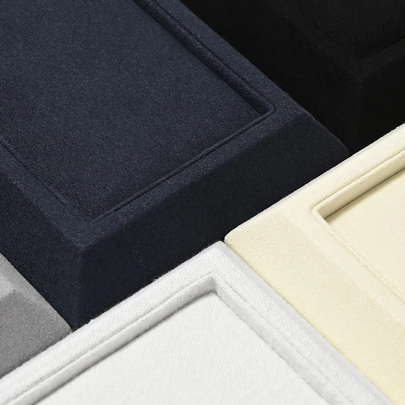 Oirlv Elegant Jewelry Display Tray Velvet Small Jewelry Tray Organizer Stackable Jewelry Display Props Beige Flat Trays Display