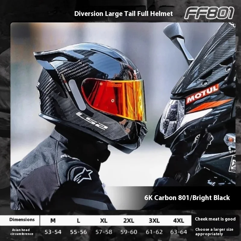 LS2  Carbon Fiber Full‑Face Motorcycle Helmet, Anti‑Fog Visor ECE DOT Certified Lightweight Motorbike Safety Helmet for Adults