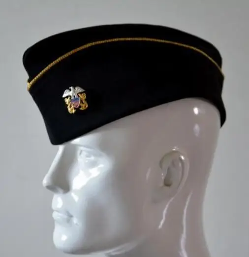 US Military Hat Navy Boat Cap Bend Spring Men Black