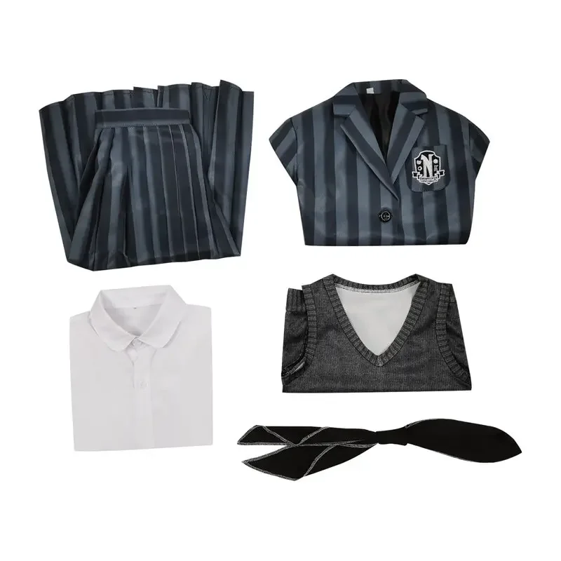 CosDaddy Addams-Disfraz de Cosplay familiar para niños, uniforme escolar para niñas, disfraz de Halloween, novedad de 2023