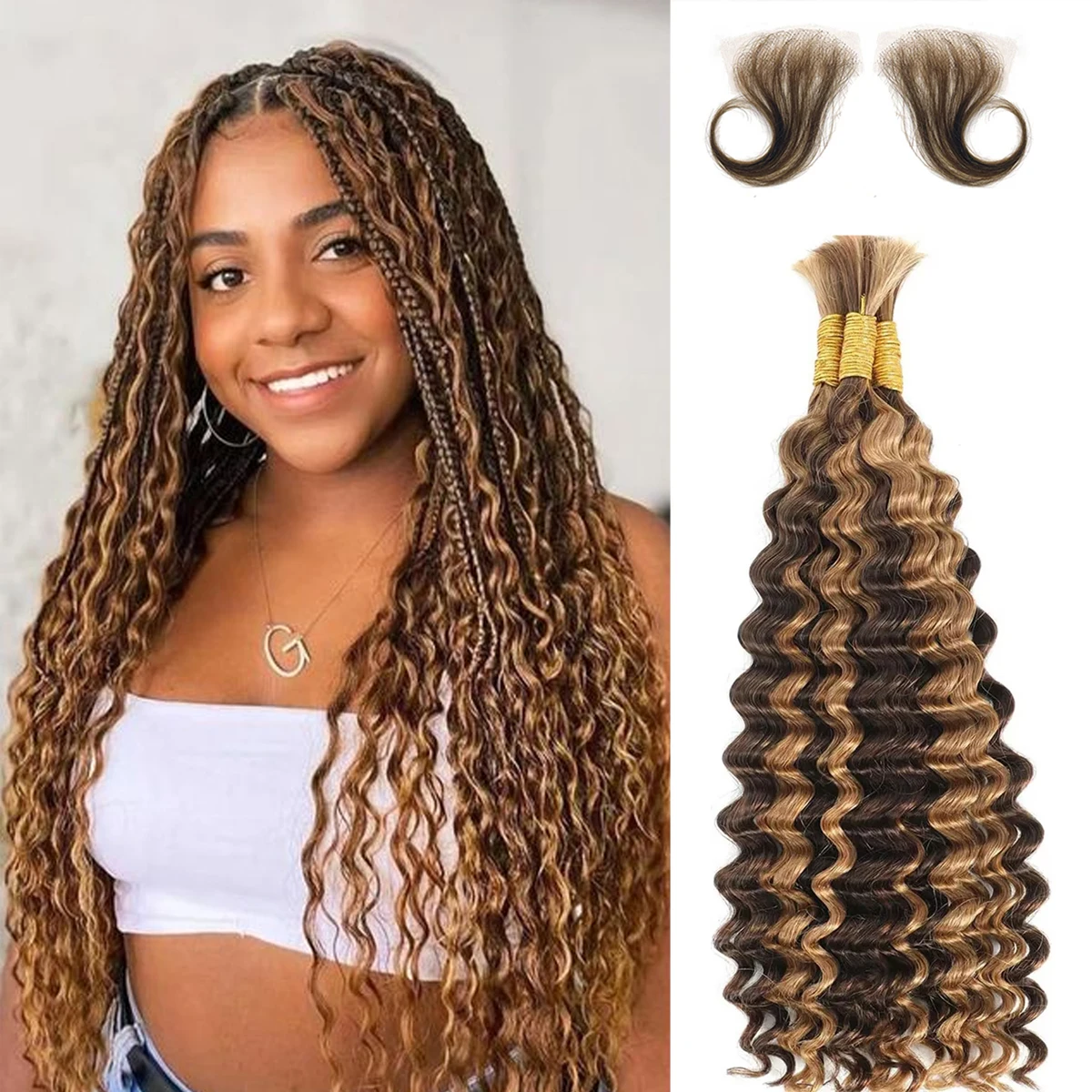 P4/27 Highlight Human Hair Bundles Jerry Curly Brazilian Remy Human Hair Extensions 3/4 pcs For Full Head 100g Bundle 30Inch