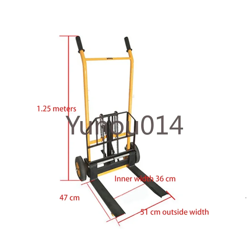 Small Hydraulic Manual Forklift Miniature Manual Stacker Lightweight Household Loading and Unloading Truck Lifting Truck 200kg