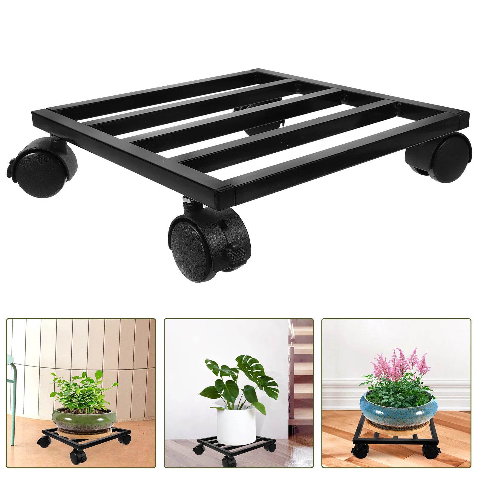 

Flowerpot Base With Wheels Heavy Duty Iron Plant Stand For Indoor Outdoor Garden Movable Plant Dolly Rolling Planter Tray