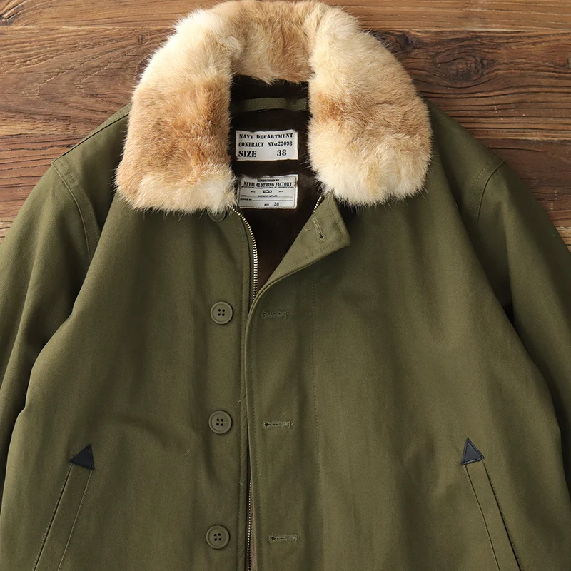 

Thiened Cotton Jaet Men's De Coat Fce Lined Workwear Sle Military Vintage Thiened Cotton Clothing for Men