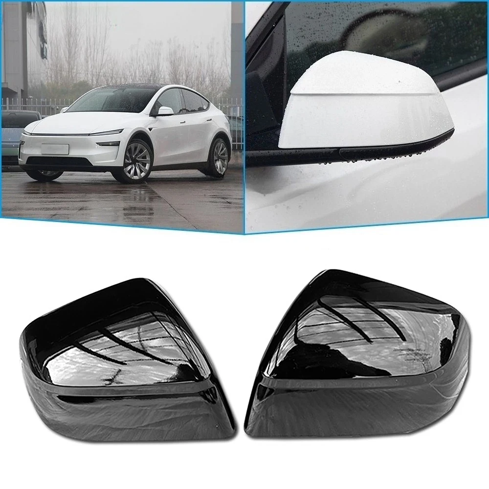 Add-On/Stick On Side Mirror Covers Shell Caps For Tesla New Model Y Juniper Performance Long Range Launch 2025-2026
