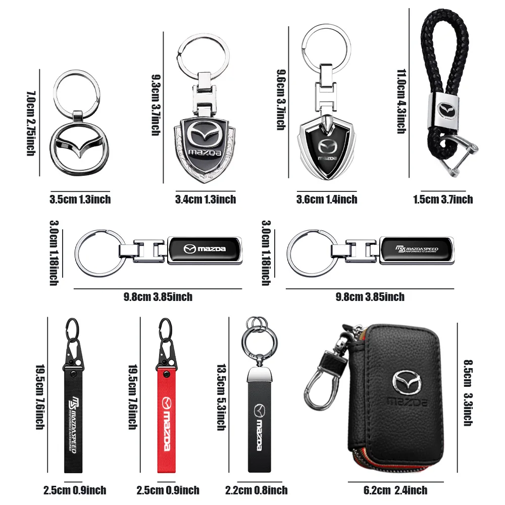 3D Metal/Leather/Nylon Car Badge Keychain Braided Key Lanyard Key Ring For Mazda 3 Axela Atenza CX30 CX-30 CX-5 CX3 CX8 CX9 CX-9