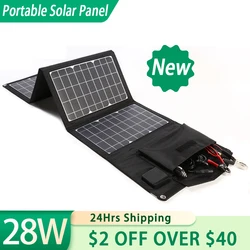 Upgraded 28W 18V Portable Solar Panel Charger Type-c USB DC Camping Foldable Panels For Moblie Phone Laptop Charge Power Station