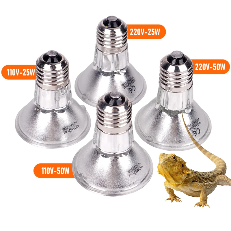 25/50W UVA+UVB 3.0 Reptile Lamp Pet Amphibians Lizards Heating Bulb Turtle Tortoise Basking Lamp E27 Heating Light Full Spectrum