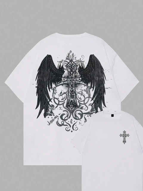 

Grunge Punk Men Women Cotton T-shirt Luxury Brand Fashion Big Size Top Casual Short Sleeve Streetwear Classic Print Tee S-4xl