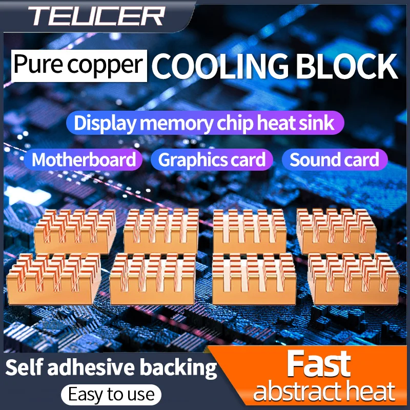 Pure Copper Video Memory Storage Cooling Plate Needle Column Red Copper Chipset Radiator Motherboards Videocards Chips Heatsink