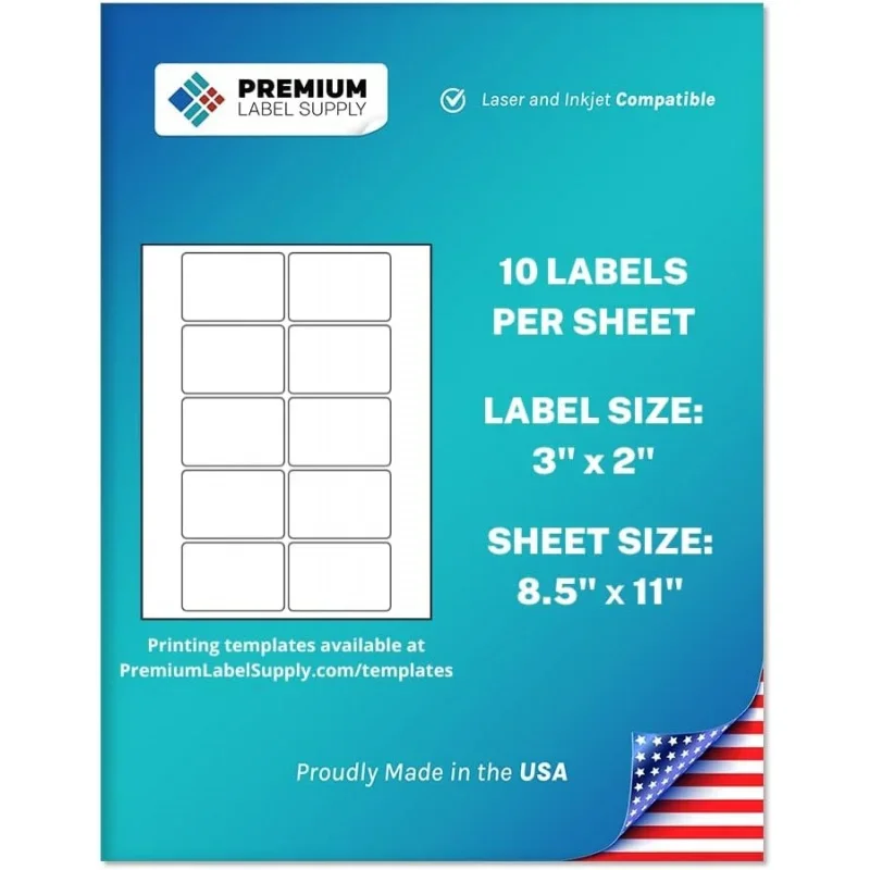 White Sticker Product/Labels - 3 ”x 2 - Laser/Inkjet Compatible - (10 Labels/Sheet), 1000 Sheets - 10,000 Total Adhesi