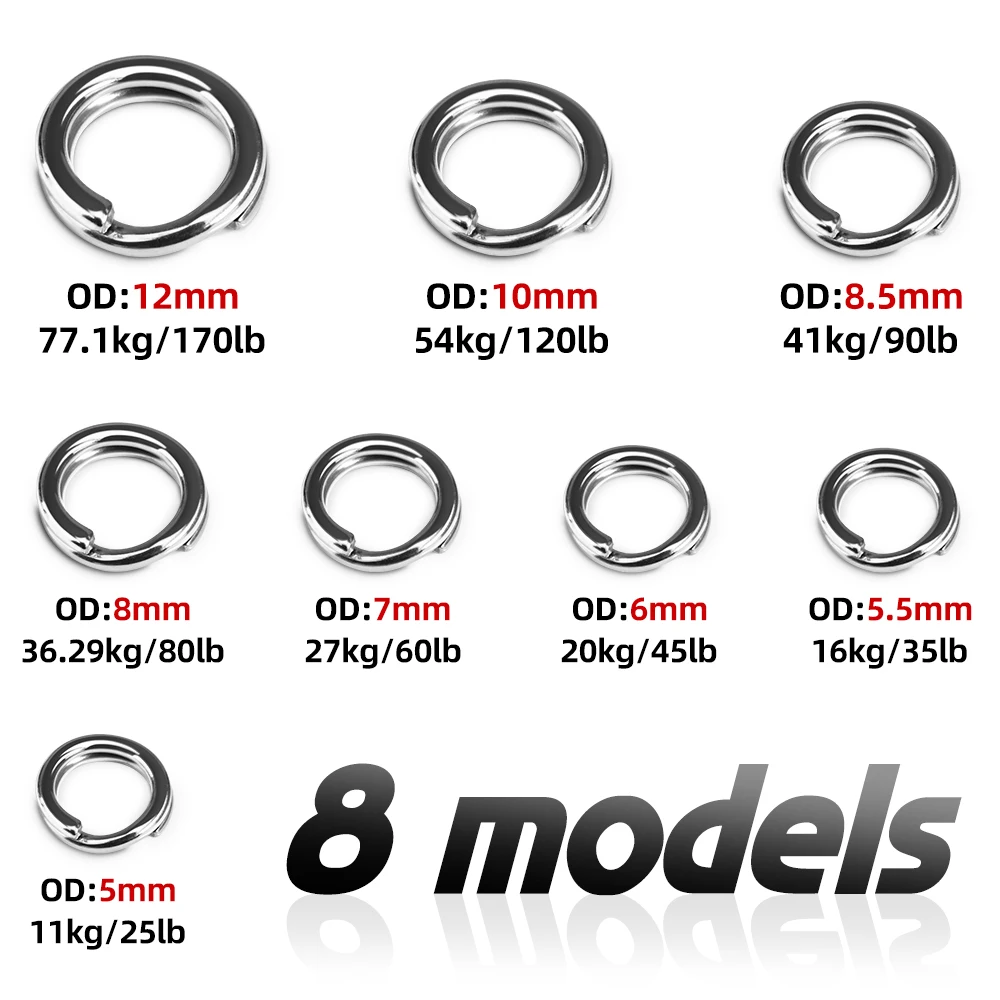 Anillos divididos acero inoxidable MEREDIT ovalados dobles pesca carpa - imagen 2