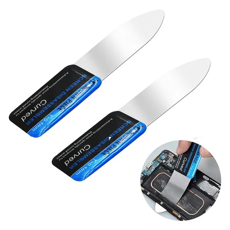 Steel Metal Mobile Phone Curved LCD Screen Spudger Opening Pry Card Tools Ultra Thin Flexible Mobile Phone Disassemble Tool