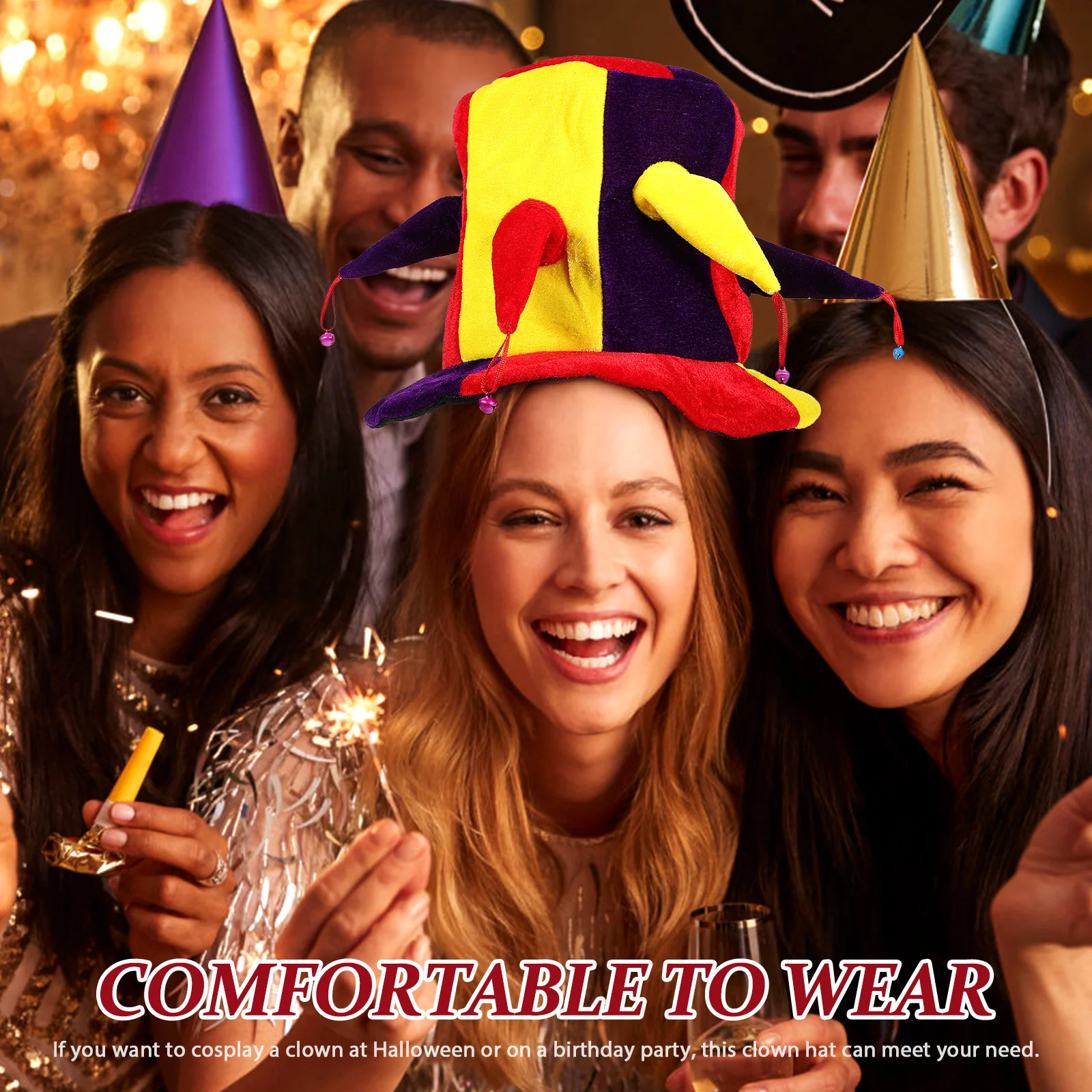متعددة مسنبل جرس قبعة المهرج للكبار الرجال النساء كرنفال هالوين حفلة تأثيري حلي ملحق ديكور السيرك