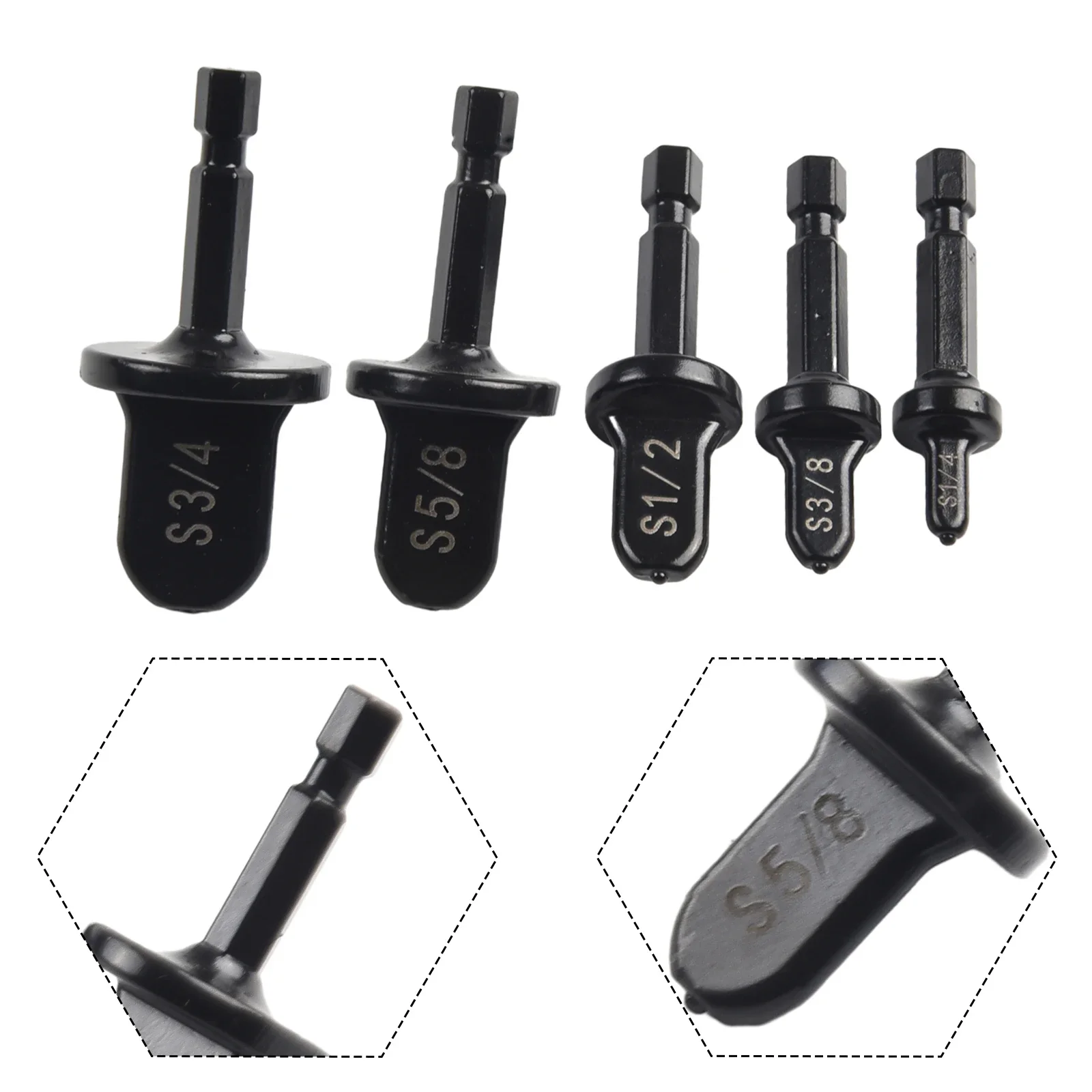 5pcs Imperial Tube Expander Hex Shank Air Conditioner Copper Pipe Electric Drill Swaging Flaring Tools 3/4\